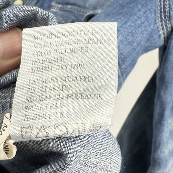 Mono b Southwestern Pearl snap Denim Shirt Colorful woven Accents Wom size small - Picture 7 of 12